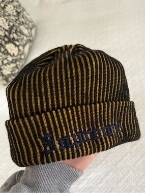 Supreme Black and Gold Beanie
